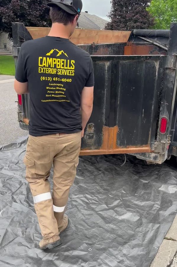 Kieran Campbell at the trailer in a Campbell's Exterior shirt